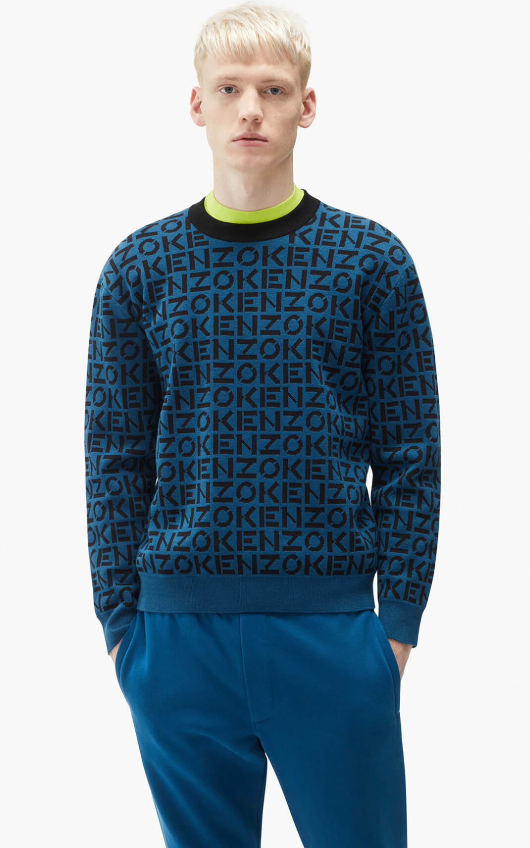 Suéter Kenzo Sport monogram Masculino - Azuis Escuro | 720ZNMFOR